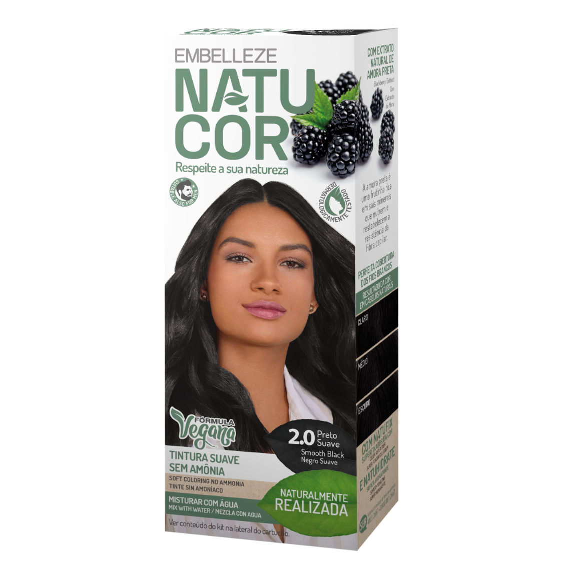 Natucor Color de cabello vegano Smooth Black 2.0